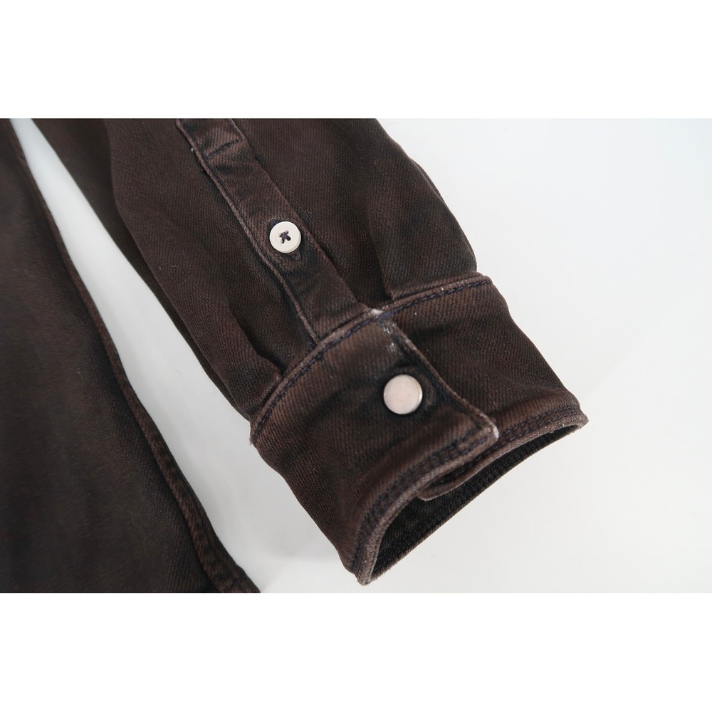 Teleria Zed Roper A Western Shirt Mens XL Distressed Brown Pearl Snap Italy - Picture 7 of 13
